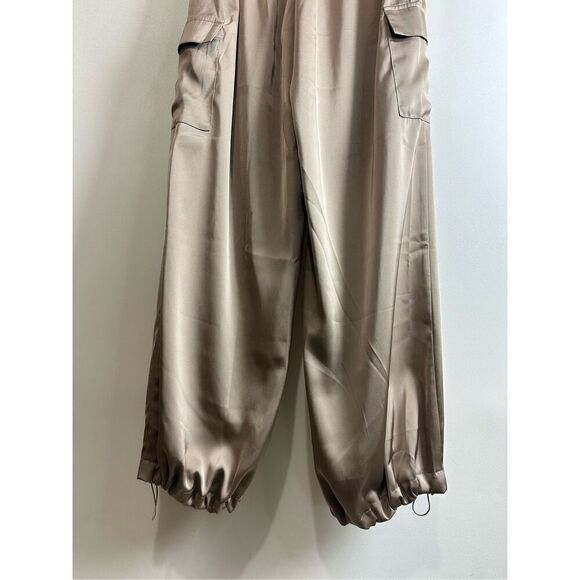 Taupe satin cargo joggers - Picture 8 of 12